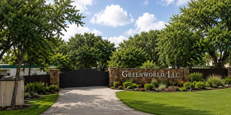 Greenworld headquarters entrance in Boyd, Texas